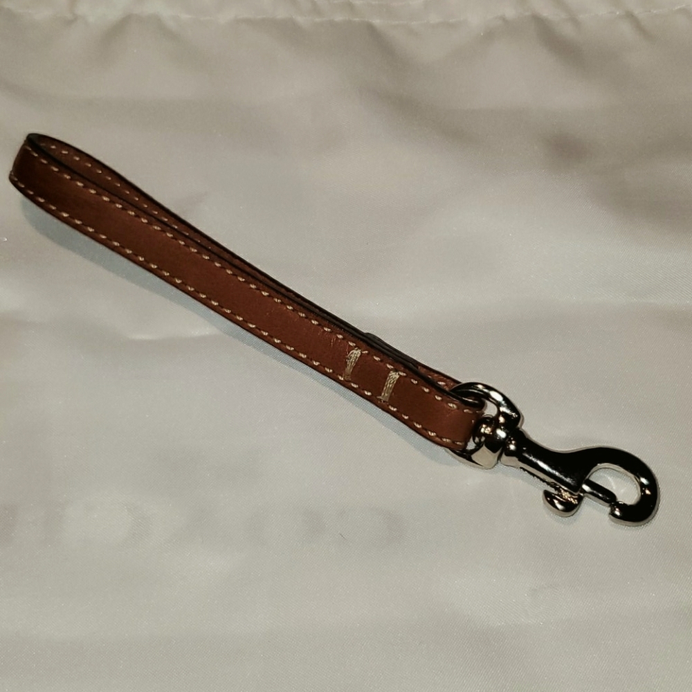 Small Tan Coach Wristlet Strap w/ Light Tan Stitch